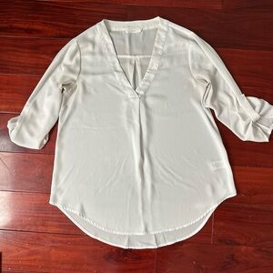 Lush Sheet Half Sleeve Blouse Top Formal Women’s Small V Neck